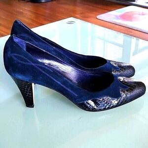 Andrea Pfister Snakeskin and Leather Heels
